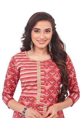 Pink printed cotton cotton-kurtis 3