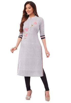 White printed cotton cotton-kurtis 1