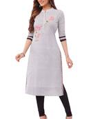 White printed cotton cotton-kurtis