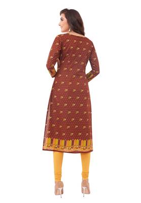 Brown printed cotton cotton-kurtis 2