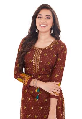 Brown printed cotton cotton-kurtis 4