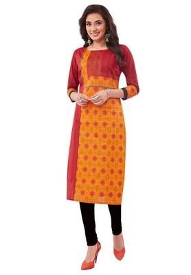 Red printed cotton cotton-kurtis 1