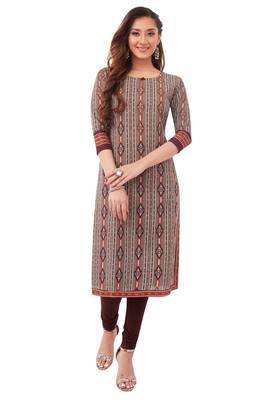Grey printed cotton cotton-kurtis 1