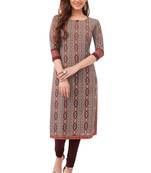 Grey printed cotton cotton-kurtis
