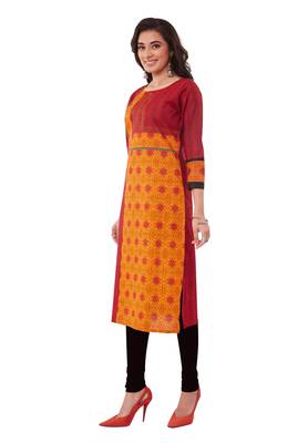 Red printed cotton cotton-kurtis 3