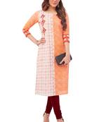 Peach printed cotton cotton-kurtis