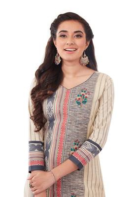 Beige printed cotton cotton-kurtis 4
