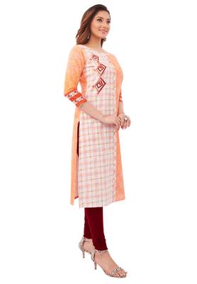 Peach printed cotton cotton-kurtis 3