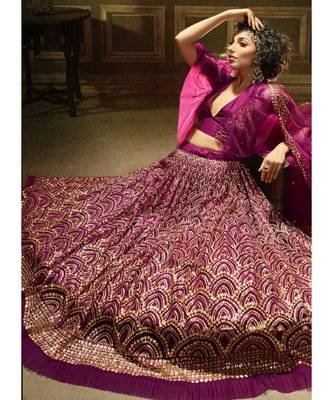 Hot Pink Sequence Embroidered Lehenga Choli 3