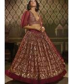 Rouge Red Embroidered Party Wear Lehenga Choli