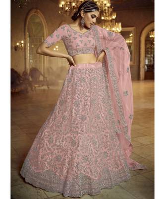 Blush Pink Wedding Lehenga Choli With Handwork Embroidery 1