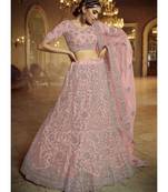 Blush Pink Wedding Lehenga Choli With Handwork Embroidery