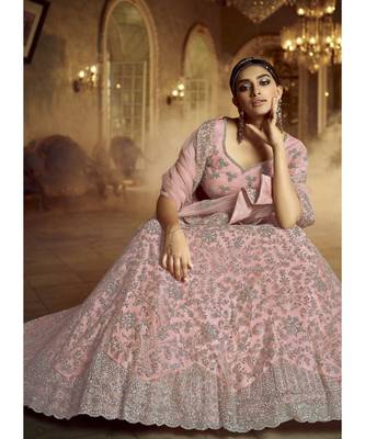 Blush Pink Wedding Lehenga Choli With Handwork Embroidery 2