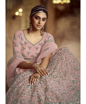 Blush Pink Wedding Lehenga Choli With Handwork Embroidery 3