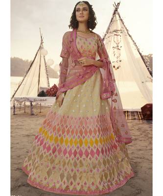 Beige Embroidered Lehenga Choli 1
