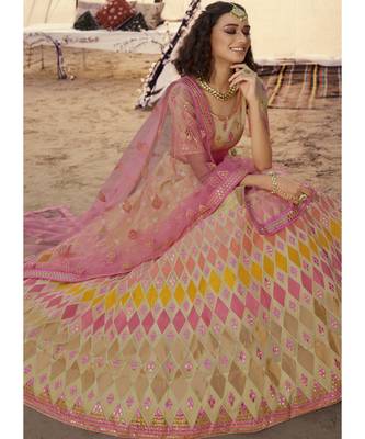 Beige Embroidered Lehenga Choli 2