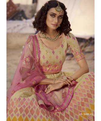 Beige Embroidered Lehenga Choli 3