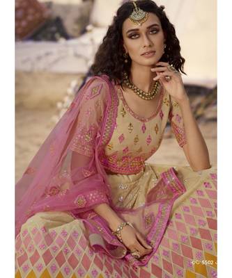 Beige Embroidered Lehenga Choli 4