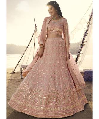Peach Embroidered Lehenga Choli 1