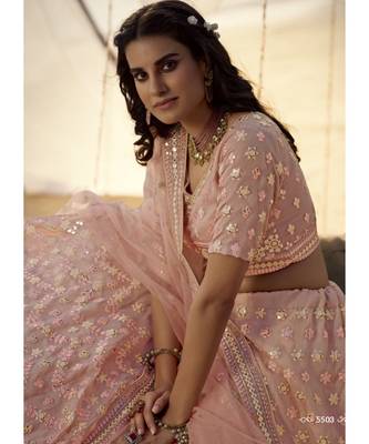 Peach Embroidered Lehenga Choli 2