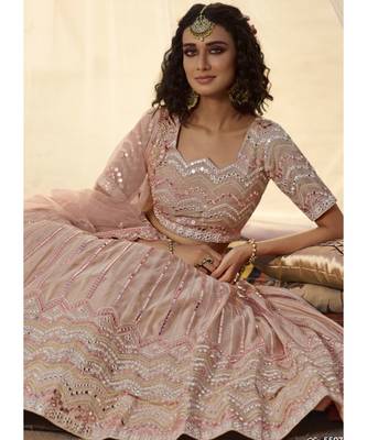 Pale Pink Embroidered Lehenga Choli 4
