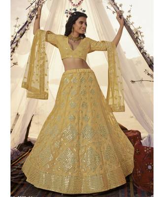 Yellow Embroidered Lehenga Choli 1