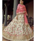 Off White Swarovski Embellished Georgette Lehenga Choli