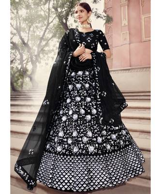 Black Silver Sequence Lehenga Choli 1