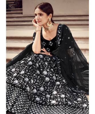 Black Silver Sequence Lehenga Choli 2