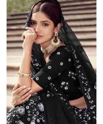 Black Silver Sequence Lehenga Choli 3