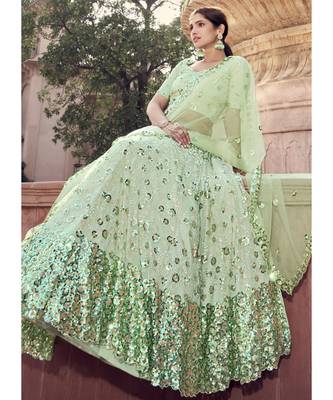 Light Green Sequence Lehenga Choli 2