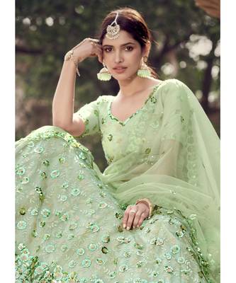 Light Green Sequence Lehenga Choli 4