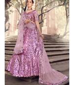 Pink Golden Sequence Lehenga Choli