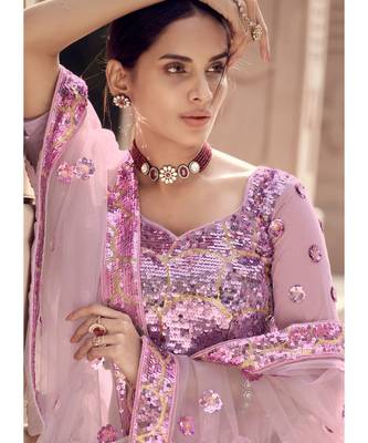 Pink Golden Sequence Lehenga Choli 3