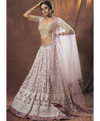 Purple And White Floral Embroidered Lehenga Choli 2