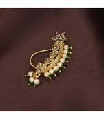 Traditional Ethnic Bridal Nose Ring Nath without piercing Encased with Pearl Stone for   Girls (NL45G)