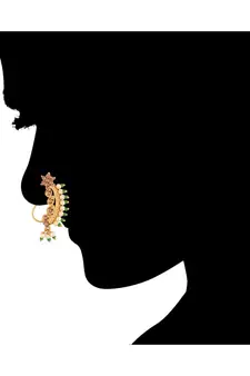 Traditional Ethnic Bridal Nose Ring Nath without piercing Encased with Pearl Stone for   Girls (NL45G)