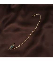 Traditional Ethnic Bridal Nose Ring Nath without piercing with Pearl Chain Encased with Pearl  