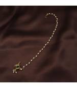 Traditional Ethnic Bridal Nose Ring Nath without piercing with Pearl Chain Encased with Pearl  
