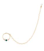 Traditional Ethnic Bridal Nose Ring Nath without piercing with Pearl Chain Encased with Pearl  (NL43G)