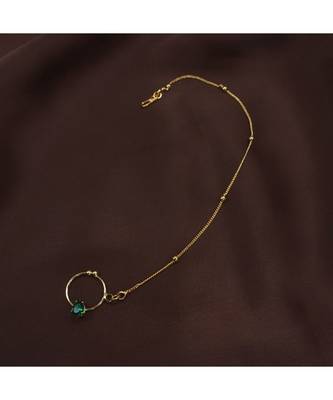 Traditional Ethnic Bridal Nose Ring Nath without piercing with Chain Encased with Pearl   1
