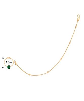 Traditional Ethnic Bridal Nose Ring Nath without piercing with Chain Encased with Pearl   4