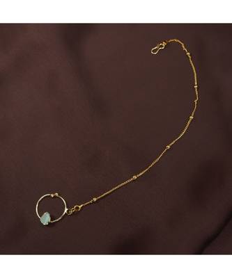 Traditional Ethnic Bridal Nose Ring Nath without piercing with Pearl Chain Encased with   1