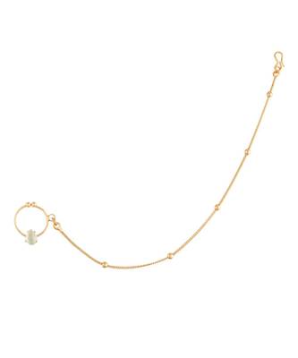 Traditional Ethnic Bridal Nose Ring Nath without piercing with Pearl Chain Encased with   2