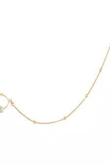 Traditional Ethnic Bridal Nose Ring Nath without piercing with Pearl Chain Encased with  