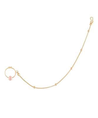 Traditional Ethnic Bridal Nose Ring Nath without piercing with Chain Encased with Pearl   3