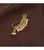 Traditional Ethnic Bridal Maharashtrian Nose Ring Nath without piercing Encased with Pearl  