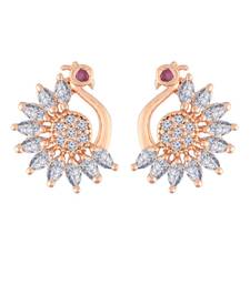Rose Gold Plated CZ American Diamond Embellished Peacock stud Earrings for   