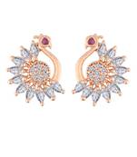 Rose Gold Plated CZ American Diamond Embellished Peacock stud Earrings for   