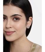 Rose Gold Plated CZ American Diamond Round Studs Earrings for   